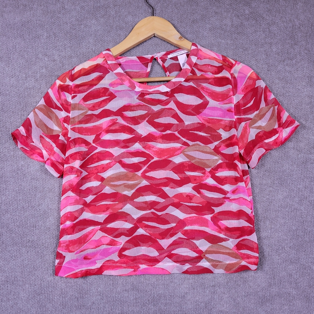 Victoria's Secret Top Womens XS Chiffon Semi Sheer Vibrant